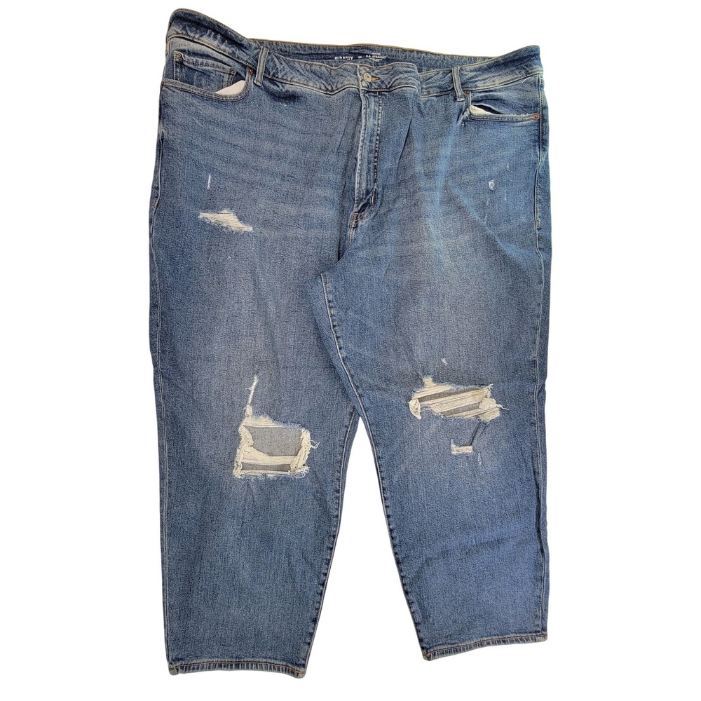 Old Navy OG Straight Jeans Distressed Medium Wash Denim Women Size 30